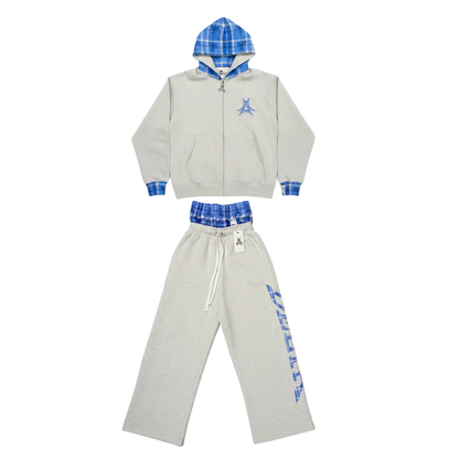 Plaid Zip-Up Sweatsuit