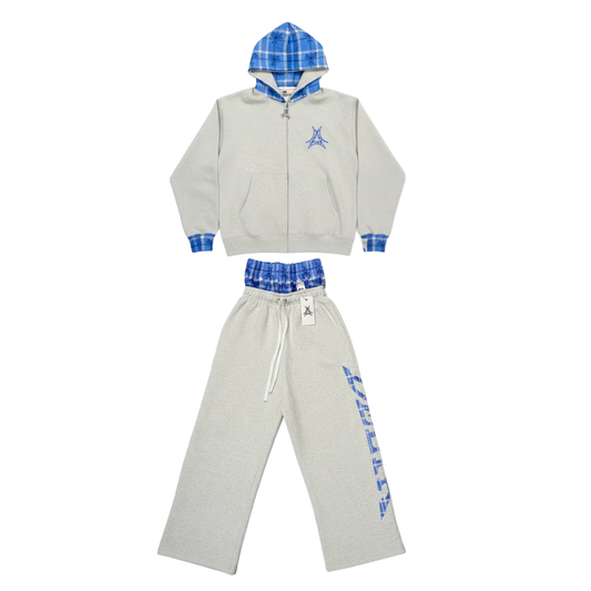 Plaid Zip-Up Sweatsuit