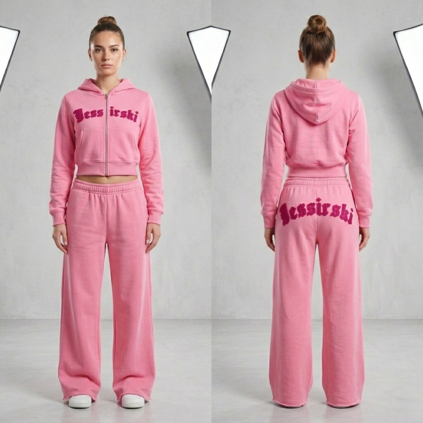 Black & Pink Crop Tracksuit