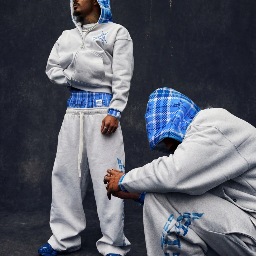Plaid Zip-Up Sweatsuit